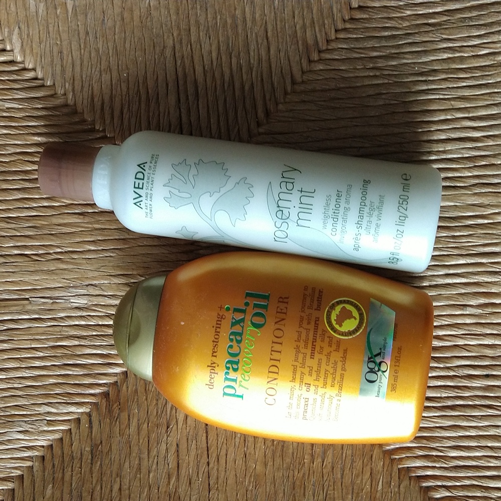 Aveda Rosemary Mint Conditioner and OGX Pracaxi Recovery Oil Conditioner